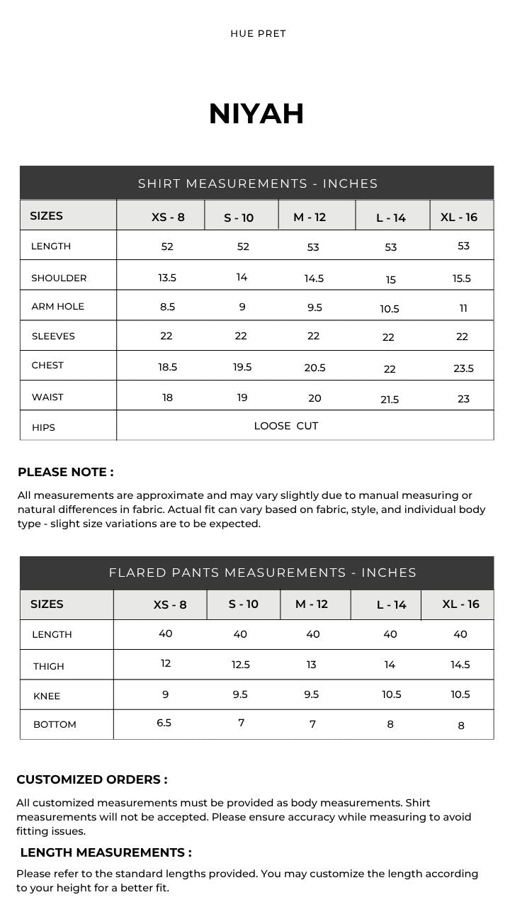 Size chart — Ruha '25	 - Niyah